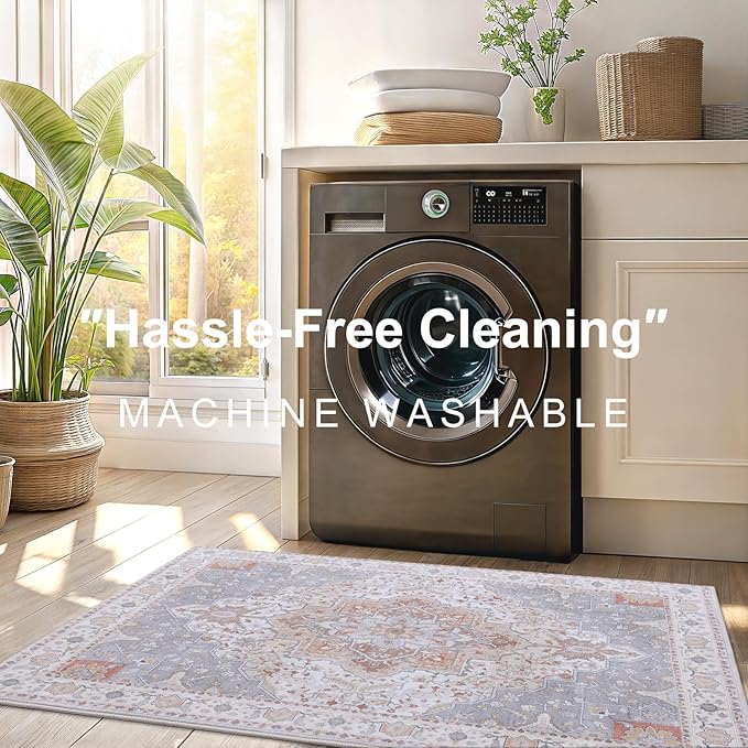 Vanmoos 2x3 Washable Area Rug – Soft, Non-Slip Entrance Rug, Durable Indoor Door mat, Floor Carpet for High-Traffic Areas, Entryway, Kitchen, and Bedside, Artistic Flair/Beige