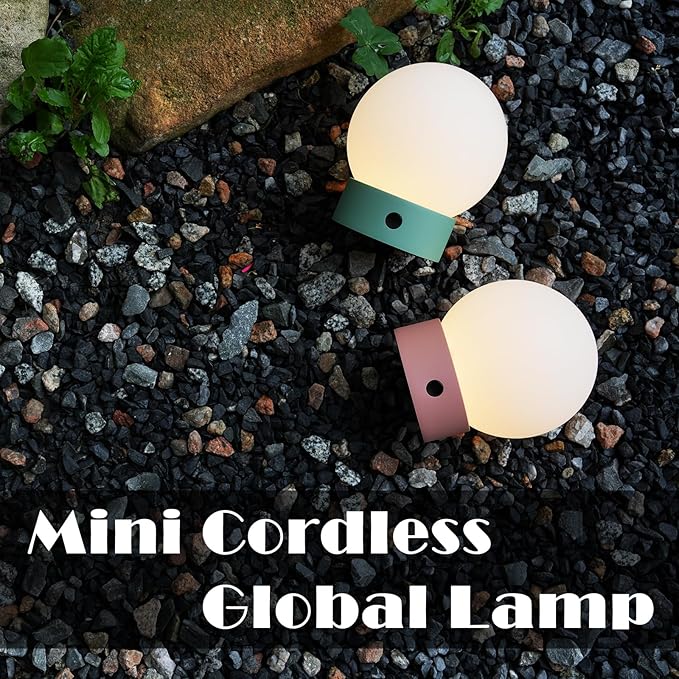 Small Cute Cordless Table Lamp Rechargeable, Battery Operated Shower Lamp Waterproof, Touch Dimmable Globe Ambient Light for Outdoor/Bedside/Patio/Dining (Khaki)