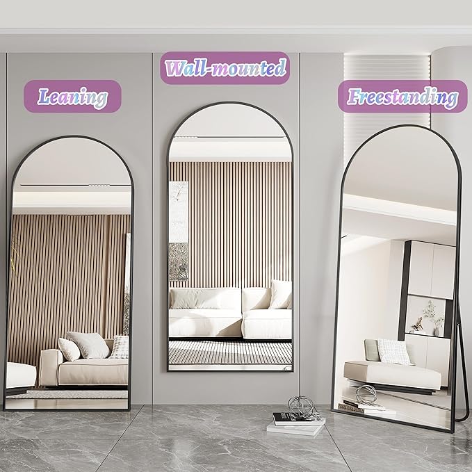 Floor Mirror, 58"×18" Full Length Mirror with Stand for Bedroom Living Room, Black