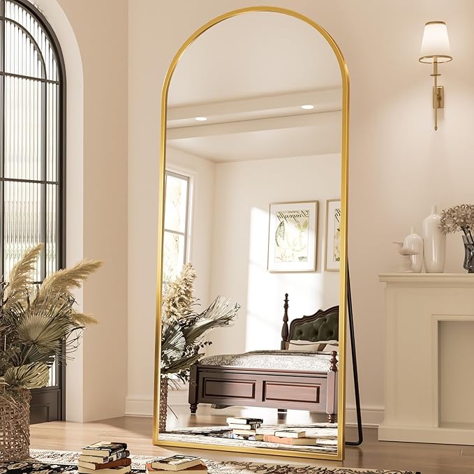 Antok Full Length Mirror, 71"x28" Arched Floor Mirror, Mirror Full Length with Stand, Wall Mounted Mirrors for Living Room Bedroom,Gold