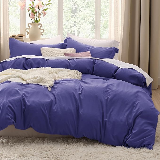 Bedsure Skipper Blue Oversized King Duvet Cover - 3 Pieces Prewashed Cotton-Like Extra Soft Bedding Set, Includes 1 Duvet Cover 120x98 Inches with Zipper Closure & 2 Pillow Shams, No Comforter