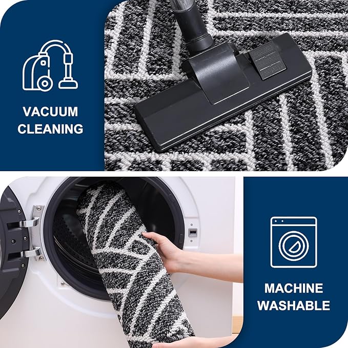 OLANLY Indoor Door Mat, 32x20 Inch, Dirt Resistant and Absorbent, Non-Slip Rubber Backing Floor Mats, Easy Clean Low-Profile Doormat for Entryway, Front Door, and Inside Entrance, Black
