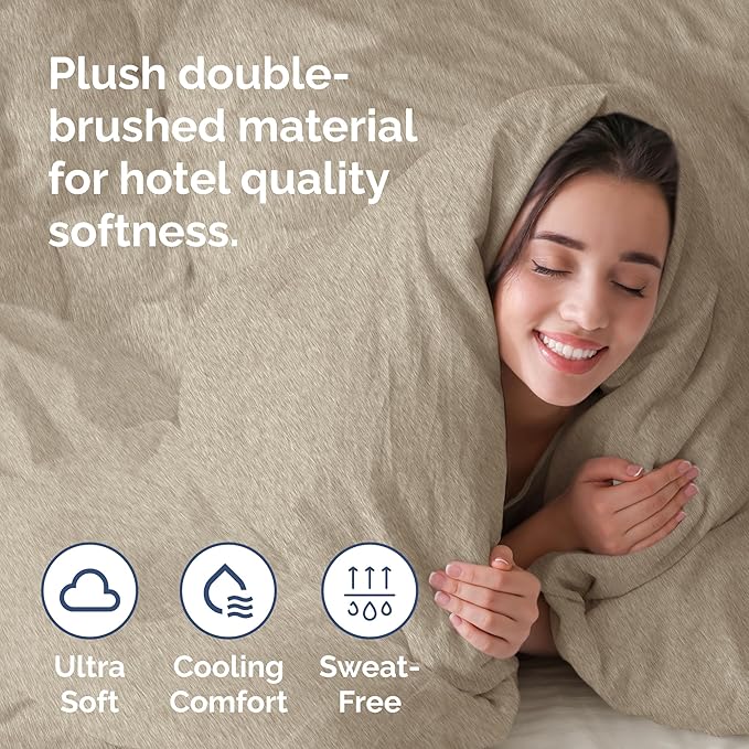 CGK Unlimited Duvet Cover King Size Set - Extra Soft King Size Duvet Cover 104 x 90 with 2 Pillow Shams - Hotel Quality w/Zipper Closures & Ties - Bedding and Bed Linens Set (Heathered Beige)