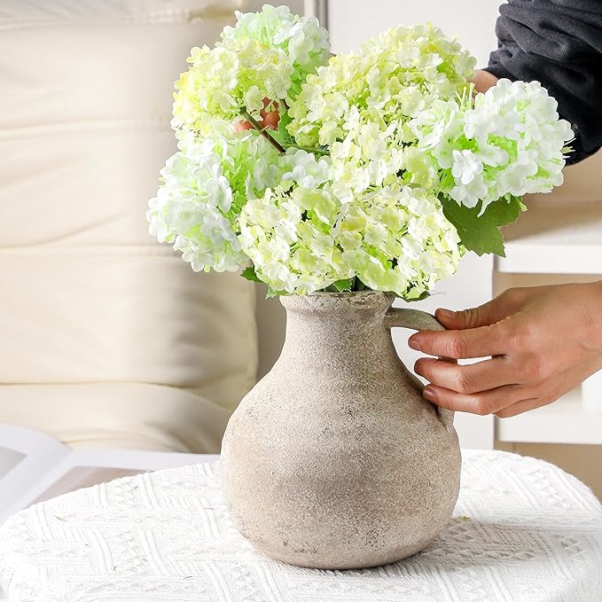 Ceramic Decorative Flower Vase 7 Inch Pottery Rustic Farmhouse Boho Terracotta Vase for Home Decor, Table, Living Room, Bathroom, Shelf, Mantel Decoration, Bronze