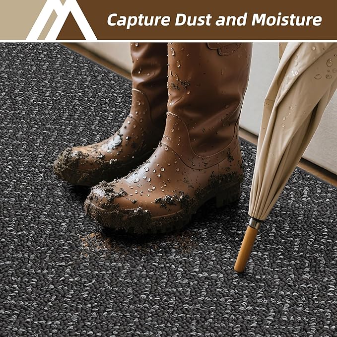 COSY HOMEER Door Mat 17" x 48" Non Slip Absorbent Entryway Rugs Dirt Trapper Doormats Washable Entrance Mats Low Pile Welcome Floor Mat for Front Back Door and Entry Mats,Dark Grey(Roll Packing)