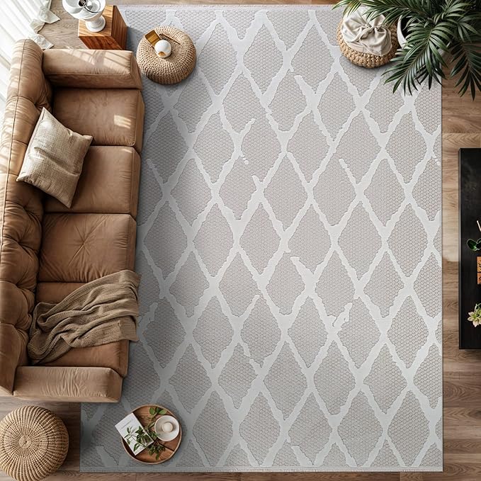 Modern Indoor Rug Diamond 4x6 Area Rugs for Living Room Luxury Kitchen Bedroom Durable Soft Geometric Durable Low and High Pile Stain Resistant Non Shedding Area Carpet 4x6