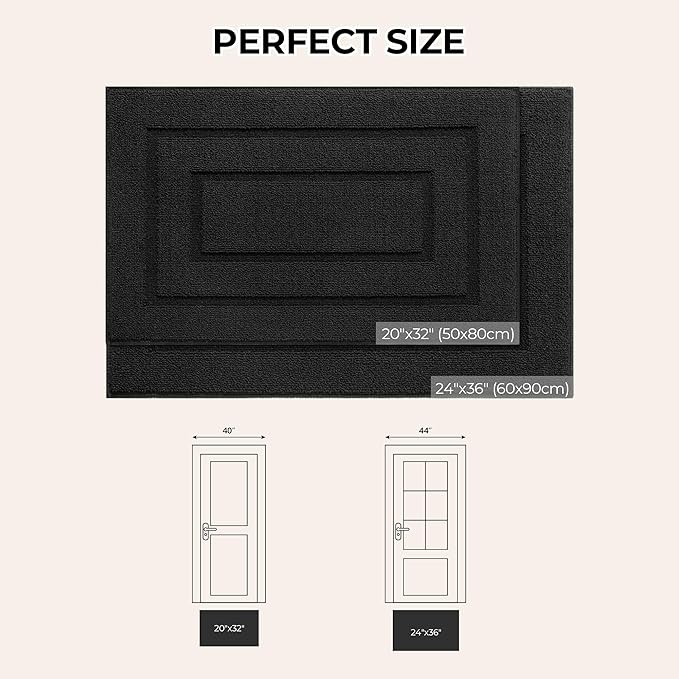 GRANNY SAYS Front Door Mat Indoor Entrance, Indoor Door Rugs for Entryway, Low-Profile, Non-Slip Outdoor Rugs, Washable Floor Mat, 36x24, Black