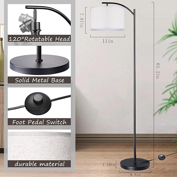 HoperBriwght Floor Lamp for Living Room, Standing Lamp, Floor Lamp with Linen Lampshade for Home Décor, Office, Bedroom (Bulb Included)