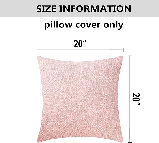 Home Brilliant Pillow Covers 20x20 Decorative Lined Linen Euro Pillow Cover Accent Cushion Case for Valentine's Day Couch, 20 x 20(50cm), Baby Pink