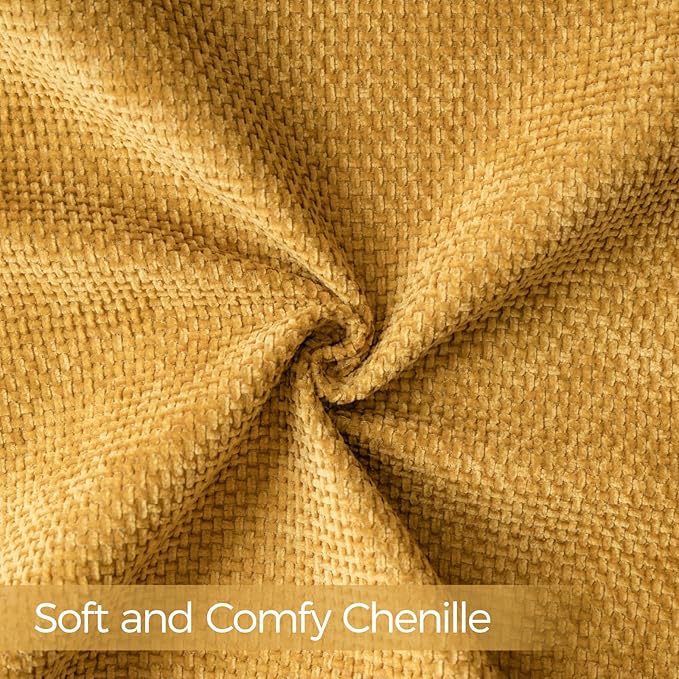 a moment Mustard Yellow Chenille Throw Pillow Covers 20x20 Inch Pack of 2 Modern Decorative Throw Pillow Covers Farmhouse Cross Covers Home Decor for Sofa Bedroom Living Room