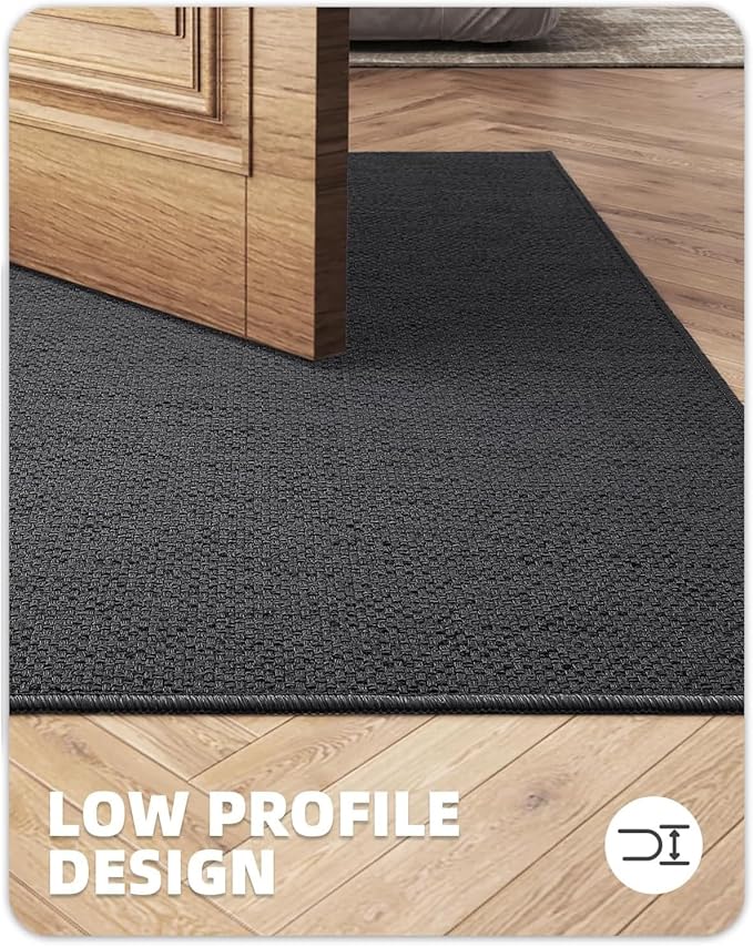 Color&Geometry Kitchen Rugs and Mats Non Slip Washable, Absorbent,Woven Kitchen Runner Rug Easy to Clean Kitchen Floor Mats for in Front of Sink, Laundry Room, Hallway, 24"x72", Dark Grey