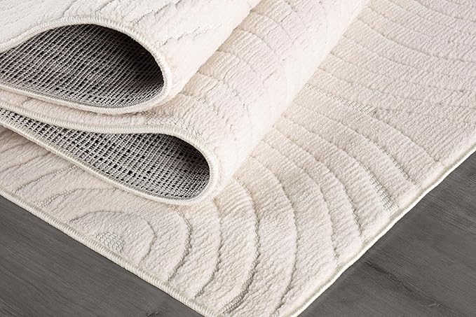 Beverly Rug Micro Loop Area Rug Light Gray 5x7 Geometric Modern Luxury Circular Durable Soft Indoor Rugs for Living Dining Room Office Stain Resistant Non Shedding Casual Indoor Carpet 5 x 7