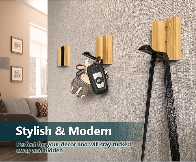 JSVER Wooden Wall Hooks Wall Mounted Wall Hooks, Single Organizer Hook Rack, Folding Wood Wall Hangers, Wall Coat Rack Hooks for Hanging Clothes, Hats, Bags, Towels, Keys (6PCS/Set)