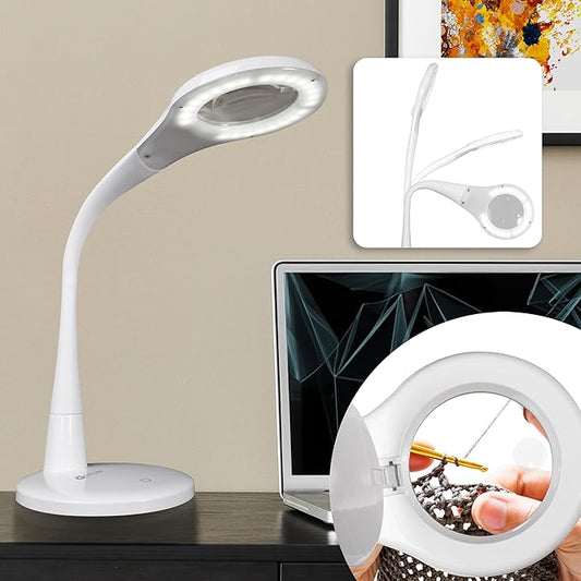 OttLite Prevention LED Magnifier Lamp, White, Shipper