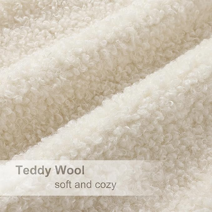 decorUhome Pack of 2 Throw Pillow Covers 24x24 Inch, Faux Fur Decorative Sherpa Pillow Covers Fuzzy Accent Soft Sheepskin Fleece Pillow Cases for Couch Living Room Bed, Neutral Cream