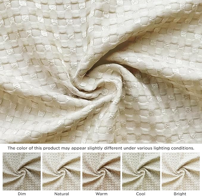 MIYE Pleated Waffle Weave Bed Skirt, Tailored Dust Ruffle 14 Inch Drop Easy Fit, Machine Washable,No Split Corners (Light Beige, Cal King - 14" Drop)