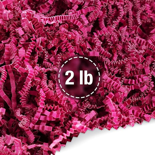 FRILLZ by DECOfill™ Crinkle Cut Paper Shred Filler for Baskets, Gifts, Packing and Protecting your Valentine's Day, Mother's Day, Birthday, Weddings, Anniversary, and other gifts (2 pound, Hot Pink)