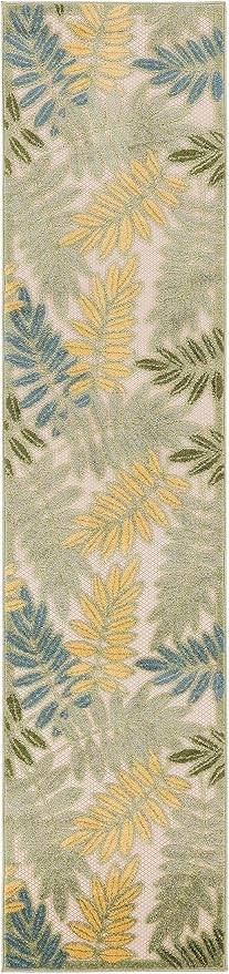 Nourison Home Aloha Green Multicolor 2'3" x 8' Area Rug - Easy Clean, Non Shedding, Bed Room, Living Room, Dining Room, Kitchen (8' Runner)