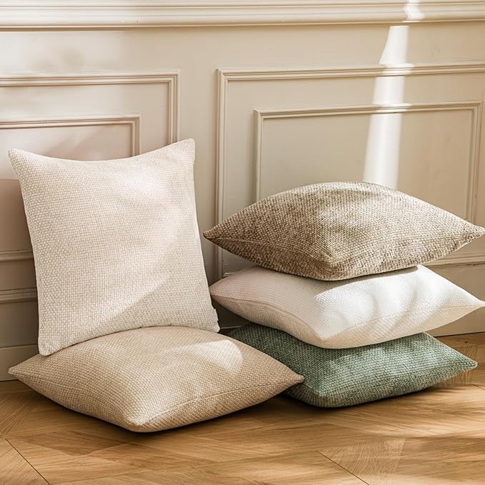 a moment Ivory Chenille Throw Pillow Covers 12x20 Inch Pack of 2 Modern Decorative Throw Pillow Covers Farmhouse Cross Covers Home Decor for Sofa Bedroom Living Room