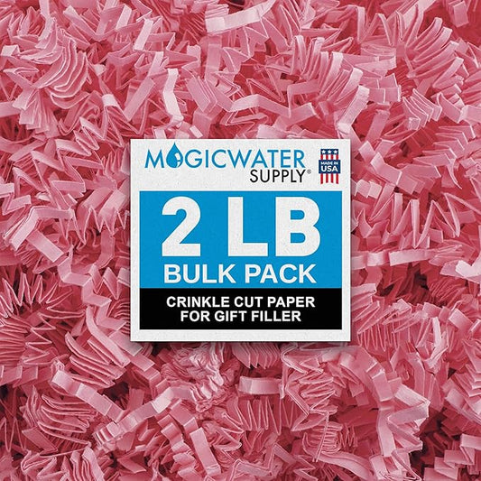 MagicWater Crinkle Cut Paper for Gift Baskets - 2LB - Light Pink - Perfect for Shredded Paper Filler, Basket Filler, Gift Boxes, Bridesmaid Gifts, Christmas Stuffers & More – Ideal for All Occasions