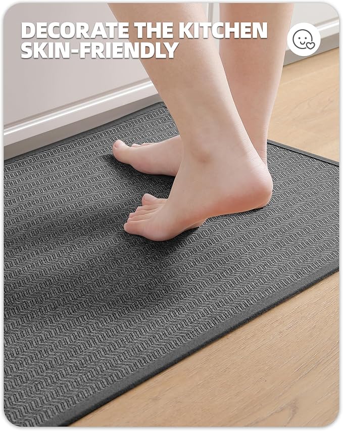 Color&Geometry Kitchen Rugs Kitchen Mats for Floor, 17"X59" Dark Grey Kitchen Rugs Non Slip Washable with Rubber Backing, Quick Dry, Low Pile, Easy Clean Kitchen Runner Rug Kitchen Sink Mat