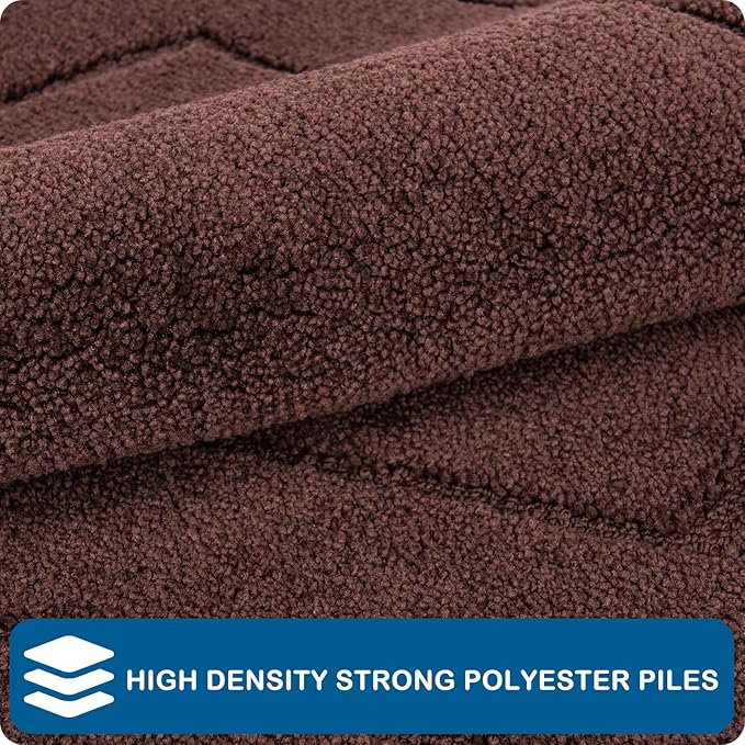 PURRUGS Machine Washable Kitchen Rug 32" x 47", Non-Slip/Skid Kitchen Runner Rugs & Floor Mats, Super Absorbent Soft Standing Mats for Kitchen, Sink & Laundry, Brown