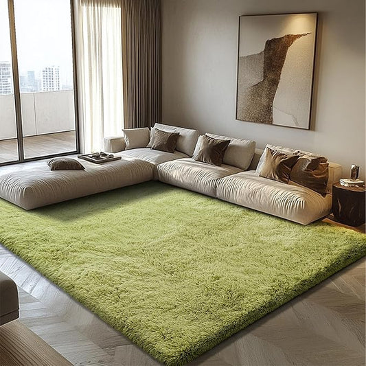 Shag Area Rug for Bedroom 5x8,Grass Green Fluffy Area Rugs for Living Room,Soft Fuzzy Rug Non-Shedding Indoor Plush Carpet for Kids Bedroom Nursery Dorm Home Decor