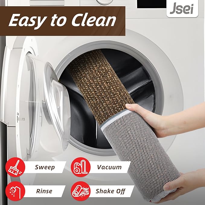 JSEI Dirt Trapper Door Mat 24"x60" Non-Slip Washable Entrance Mat, Dog Doormats, Absorbent & Fade-Resistant Floor Mats, Low Profile Welcome Mats for Entryway, Front Door, and Inside Entrance, Brwon