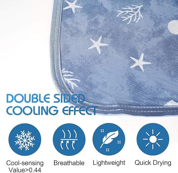 Ailemei Direct Cooling Blanket with Double Sided Cold Effect, Lightweight Breathable Summer Coastal Theme Bed Blankets, Transfer Heat to Keep Body Cool for Hot Sleepers and Night Sweats, 60“x90”