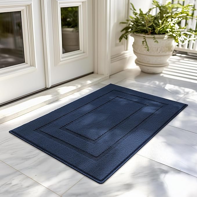 GRANNY SAYS Front Door Mat Outside Entrance, Welcome Matt Indoor Non-Slip, Door Mats for Outdoor, Entryway Front Porch Matt Low Profile Resist Dirt Easy to Clean, 32" x 20", Deep Blue