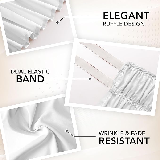 Utopia Bedding King Elastic Bed Ruffle - Easy Wrap Around Ruffle - Microfiber Bed Skirt with Adjustable Elastic Belt 16 Inch Tailored Drop - Hotel Quality Bedskirt, Fade Resistant (King, White)