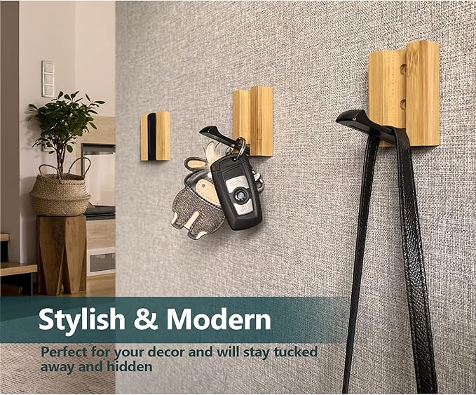 JSVER Wooden Wall Hooks 4PCS Wall Mounted Wall Hooks, Single Organizer Hook Rack, Folding Wood Wall Hangers, Wall Coat Rack Hooks for Hanging Clothes, Hats, Bags, Towels, Keys