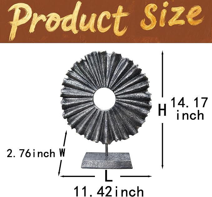 Modern Abstract Round Decorative Sculpture, Dining Living Room Desk Decor,Geometric Home Decor Statues,Shelf Top Decor Aesthetics, Coffee Tables or Office Shelves（Bronze Colored）