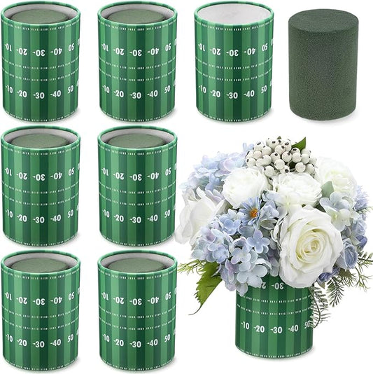 Football Party Table Centerpieces, 6 Set 5 Inch Field Sports Vase Flower Boxes with Removable Foam, Table Utensil Holder Decor for Football Party, Artificial Flowers Home & Kitchen Decor