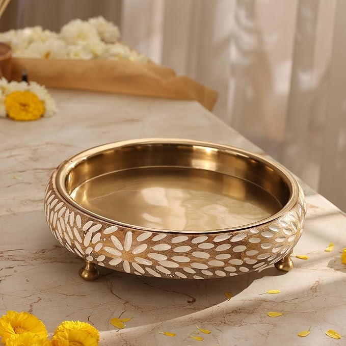 RITUALISTIC Vrinda Wooden Urli for Flower Decoration | Wooden Urli Bowl for Home Decorations Kitchen Décor Bowl for Decoration Perfect for Festive Occasion & Valentine's day gift