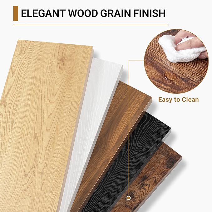 Vivelove 12" Deep Floating Shelves for Wall, [Wood Grain Texture] 12" Long Wall Shelves for Living Room Bedroom Bathroom Kitchen Office, Farmhouse Rustic Shelves Home Decor, Set of 2, Rustic Brown