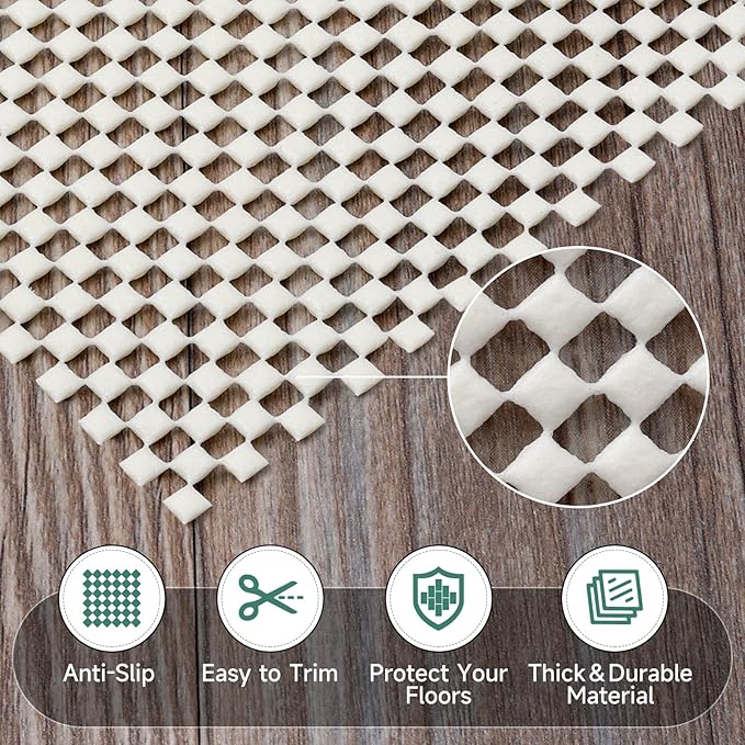 BALEINE Non Slip Rug Pad Rug Gripper for Hardwood Floors, Extra Thick Non Slip Mat Under Carpet (9'x12')