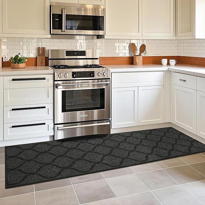 COSY HOMEER Kitchen Rug Non Slip Washable 24"x71", Absorbent Kitchen Mats for Floor, Runner Rugs for Kitchen Floor, 100% Polypropylene Kitchen Sink Rug (Dark Grey)