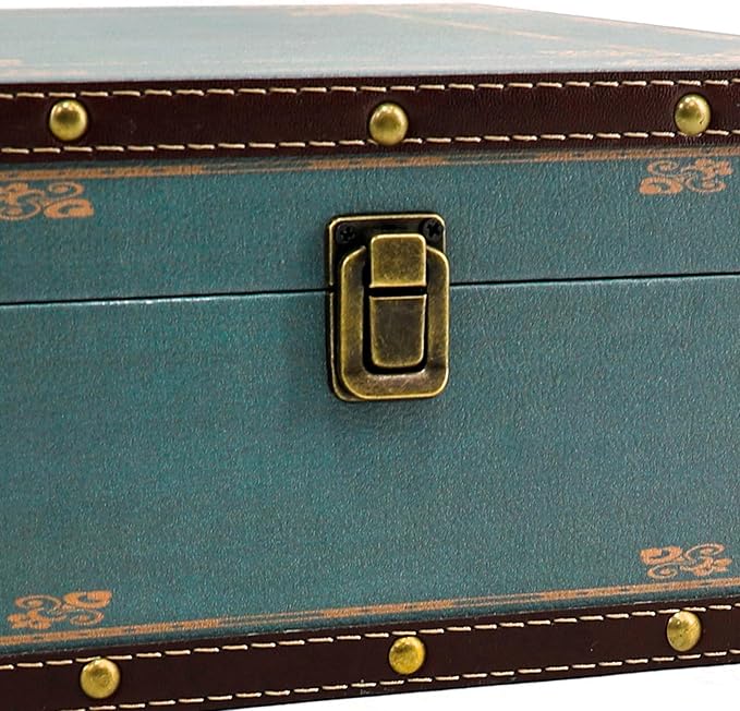 Jolitac Wooden Storage Box Set of 3, Antique-Looking Storage Containers with Secret Compartments Vintage Nesting Keepsake Chests for Jewelry, Cash, Photos Travel-Friendly & Stackable (Green)