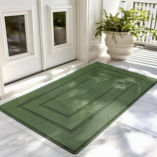 GRANNY SAYS Front Door Mat Outside Entrance, Welcome Matt Non-Slip, Outdoor Door Mats for Entryway, Long Front Porch Mat Low Profile Resist Dirt Easy to Clean, 48"x32", Green