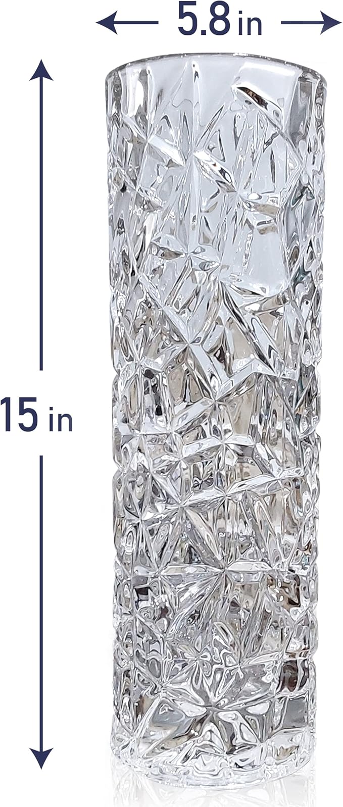 CS Crystal Vase 15-inch high, Frost Flower Design, for Flowers & Decor. Lovely Nice Shiny Piece. Perfect as a Gift, Suitable for All Occasions.
