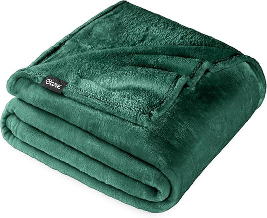 Bare Home Fleece Blanket - Throw/Travel - Ultra-Soft Lightweight for Bed, Sofa, and Couch - Luxury Microplush - Cozy Warm Blanket (Throw/Travel, Forest Green)