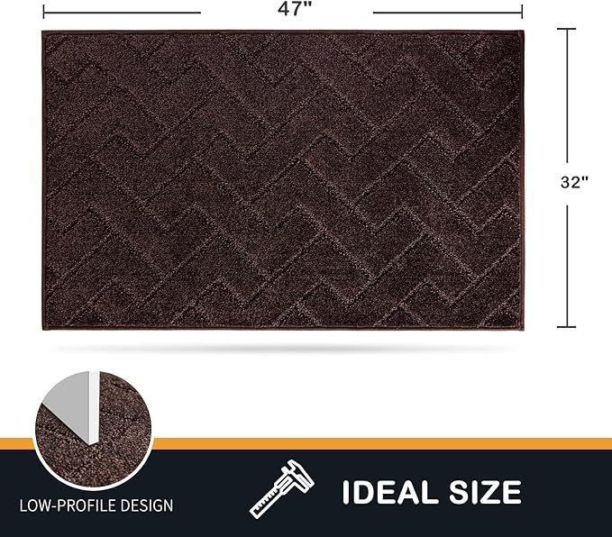 PURRUGS Dirt Trapping Door Mat 32" x 47", Non-Slip Machine Washable Entry Rug, Dog Doormat, Indoor Front Door Mat, Super Absorbent Entryway Rug for Muddy Shoes & Paws, Brown