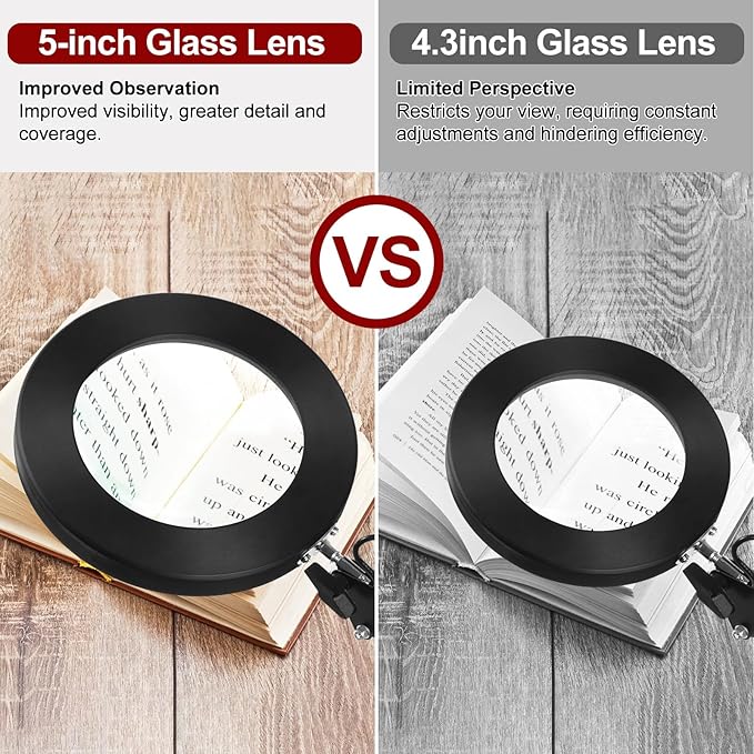 VITOTC 12X Magnifying Light with Stand, 2-in-1 Magnifier with Light Hands Free, Magnifying Glass, 5 Color Modes LED for Work Sewing Reading Hobby Craft Painting Close Work