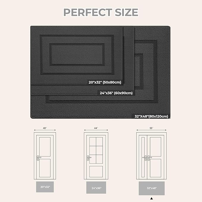 GRANNY SAYS Front Door Mat Outside Entrance, Welcome Matt Non-Slip, Outdoor Door Mats for Entryway, Long Front Porch Mat Low Profile Resist Dirt Easy to Clean, 48"x32", Charcoal Grey
