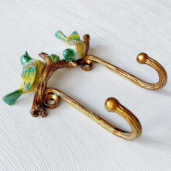Vintage Bird Shaped Decorative Wall Hook Rack Hanger for Hanging Clothes Coats Towels Keys Hats, 1 Pack Antique Metal Mounted Wall Hook