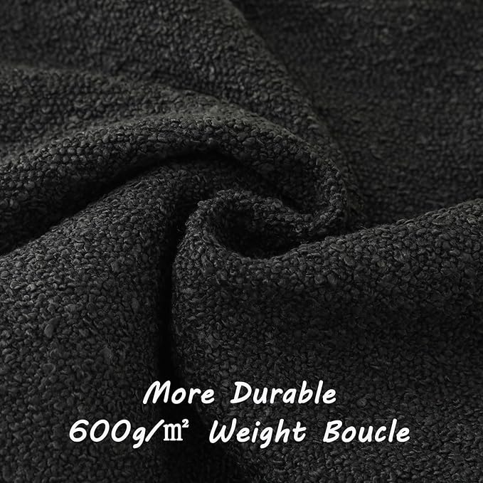FUTEI Pack of 2 Black Decorative Throw Pillow Covers 24x24 Inch Soft Cozy Solid Boucle Textured European Cushion Case,Modern Home Decor for Couch Bed Living Room