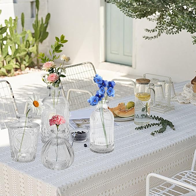 32 PCS Clear Glass Bud Vases Set,Small Flower Arrangement Vase,Vintage Crystal Glass Design,Wedding,Party Decoration,Home Flower Arrangement (32)