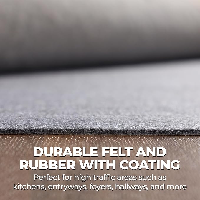 Superior Indoor Area Rug Pad, Non-Slip, Non-Skid, Floor Protector, Hardwood and Tile Floor Padding, Furniture Protector Pad, Carpet Gripper Mat, Felt and Rubber Rug Grip, Lima Collection, 6' x 9'