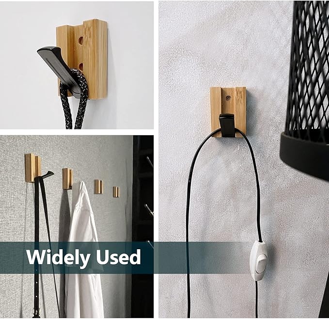 JSVER Wooden Wall Hooks Wall Mounted Wall Hooks, Single Organizer Hook Rack, Folding Wood Wall Hangers, Wall Coat Rack Hooks for Hanging Clothes, Hats, Bags, Towels, Keys (6PCS/Set)